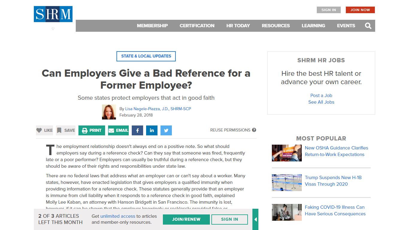 Can Employers Give a Bad Reference for a Former Employee? - SHRM